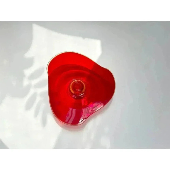 Viking Glass Co. Epic Ruby Red Hand Blown Triangular Candle Holder - Picture 7 of 10